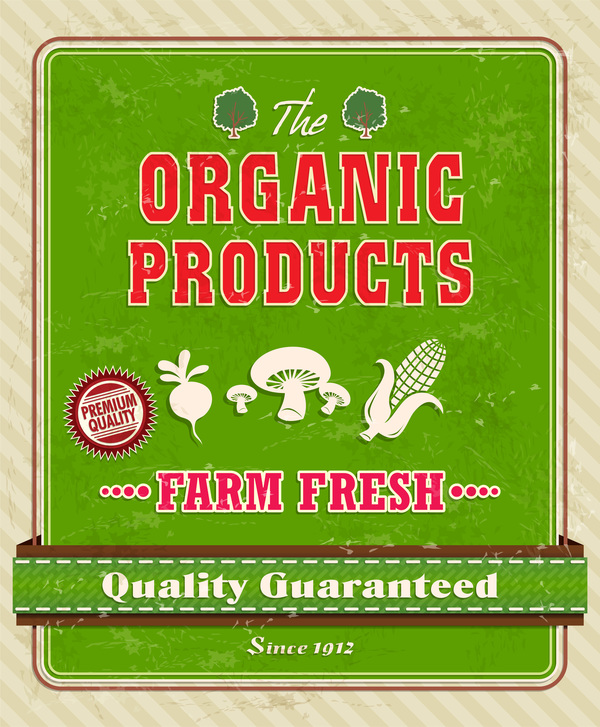 Organic products poster vector