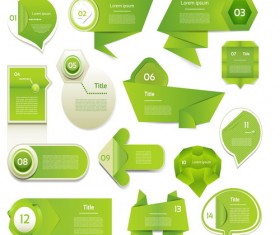 Origami green banners design vector