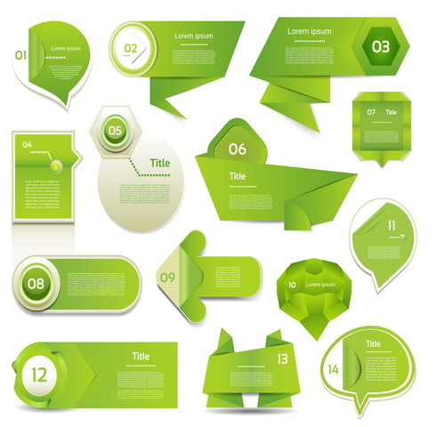 Origami green banners design vector