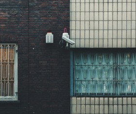 Outdoor surveillance cameras on the wall Stock Photo