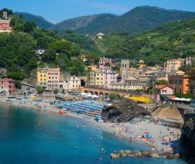 Overlooking the Italian seaside tourism Cinque Terre Stock Photo 03