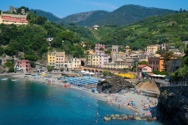 Overlooking the Italian seaside tourism Cinque Terre Stock Photo 03