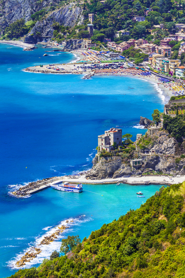 Overlooking the Italian seaside tourism Cinque Terre Stock Photo 04