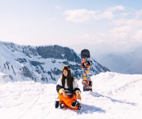 Peak skiing Stock Photo
