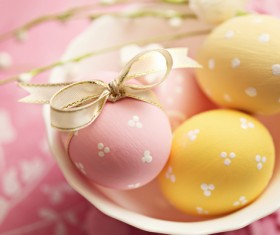 Pink and yellow Easter eggs Stock Photo 01