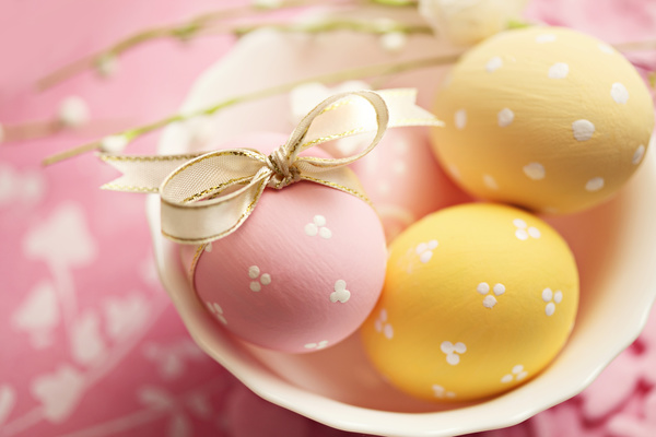 Pink and yellow Easter eggs Stock Photo 01