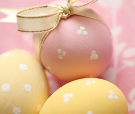Pink and yellow Easter eggs Stock Photo 02