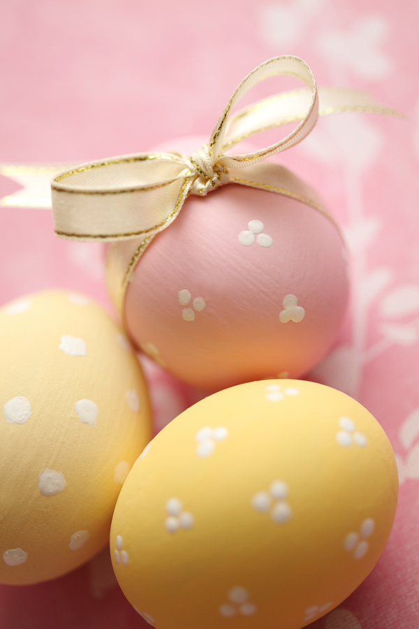 Pink and yellow Easter eggs Stock Photo 02