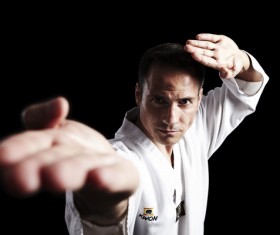 Practice karate man Stock Photo