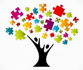 Puzzle Tree business template vector