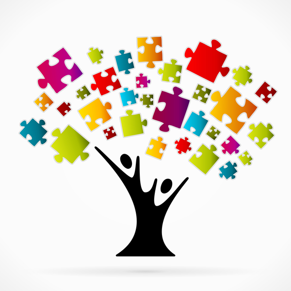 Puzzle Tree business template vector