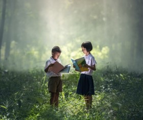 Reading children Stock Photo