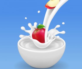 Red apple with milk illustration vector
