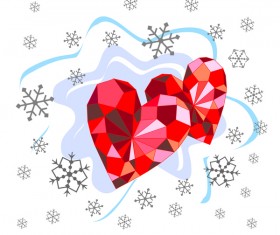 Red diamond heart with valentine background vector