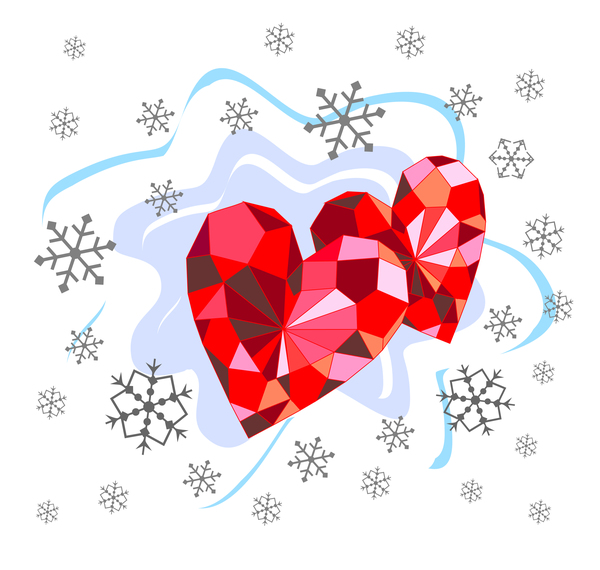 Red diamond heart with valentine background vector