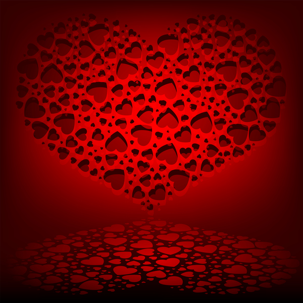 Red heart openwork background vector