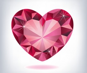 Red heart shape diamond vector illustration 02