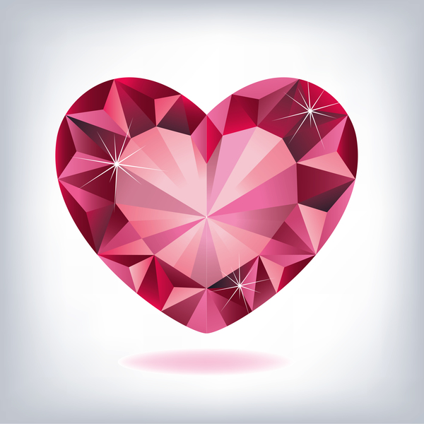 Red heart shape diamond vector illustration 02