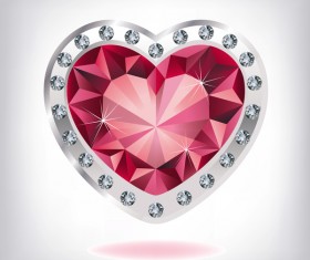 Red heart shape diamond vector illustration 03