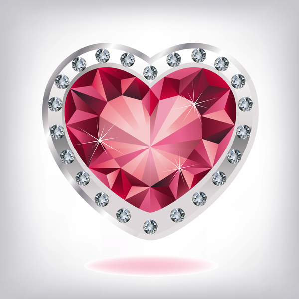 Red heart shape diamond vector illustration 03