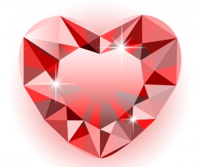 Red heart shape diamond vector illustration 04