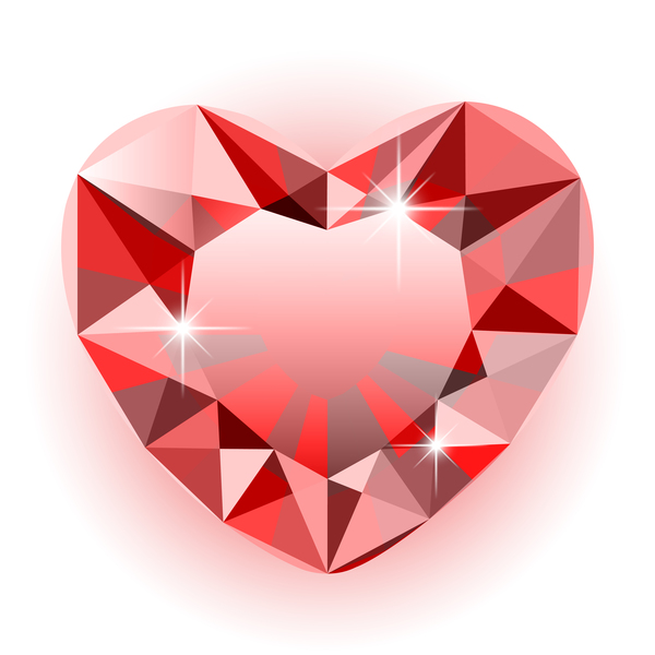 Red heart shape diamond vector illustration 04