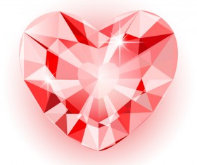 Red heart shape diamond vector illustration 05