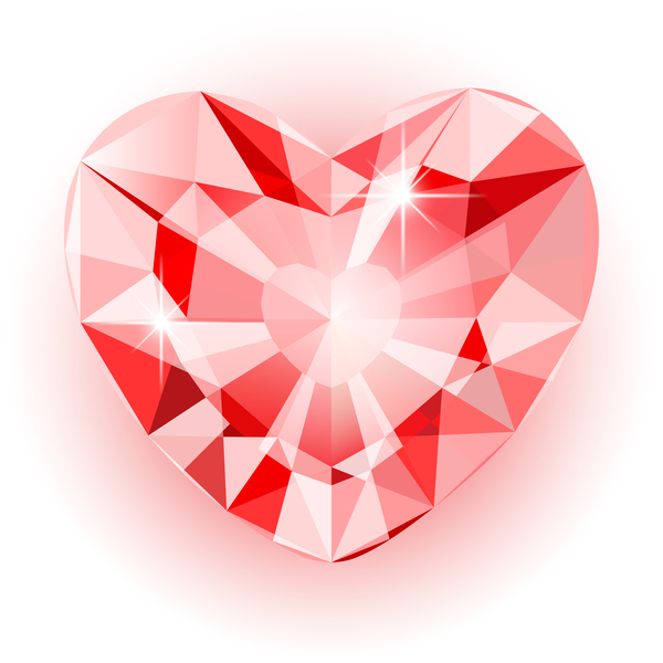 Red heart shape diamond vector illustration 05