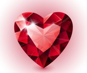 Red heart shape diamond vector illustration 06