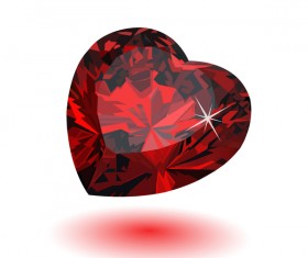 Red heart shape diamond vector illustration 07