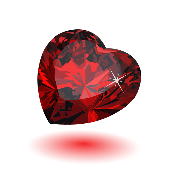 Red heart shape diamond vector illustration 07