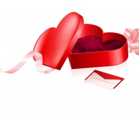Red heart with valentine gift box vector