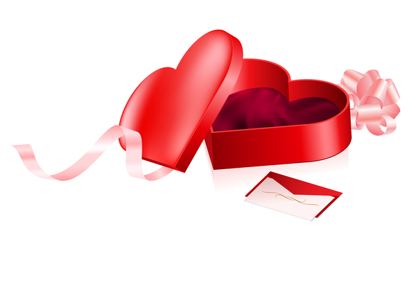 Red heart with valentine gift box vector