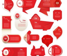 Red origami banners design vector 01