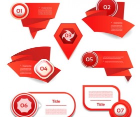 Red origami banners design vector 02