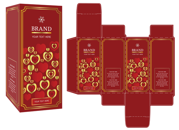 Red package box template vector design 01