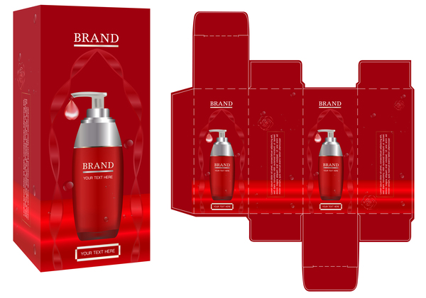 Red package box template vector design 04