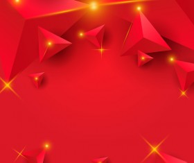 Red triangle background with star light vector