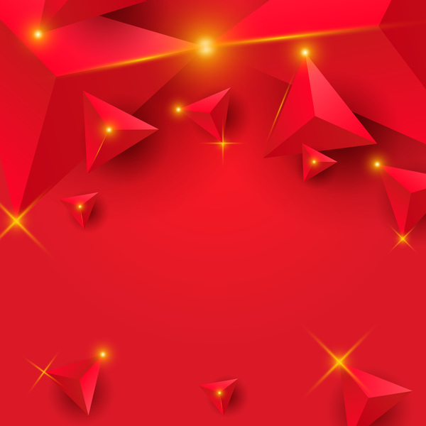 Red triangle background with star light vector