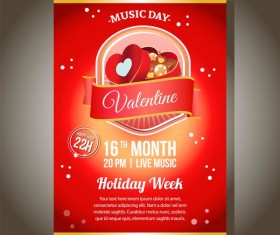 Red valentine party poster with chocolate box vector