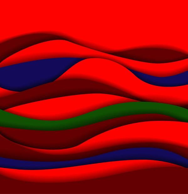 Red with blue and green wavy background vector