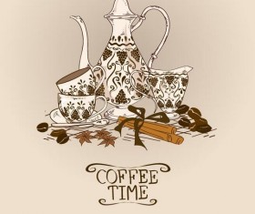 Retro coffee time vector design 01