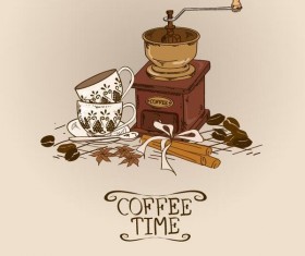 Retro coffee time vector design 02