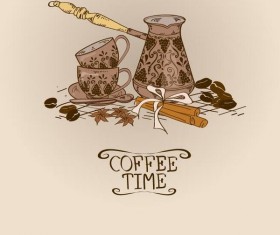 Retro coffee time vector design 03