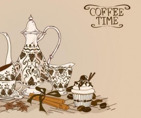 Retro coffee time vector design 05
