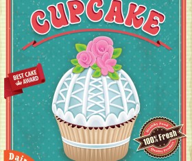 Retro cupcake poster template vector material