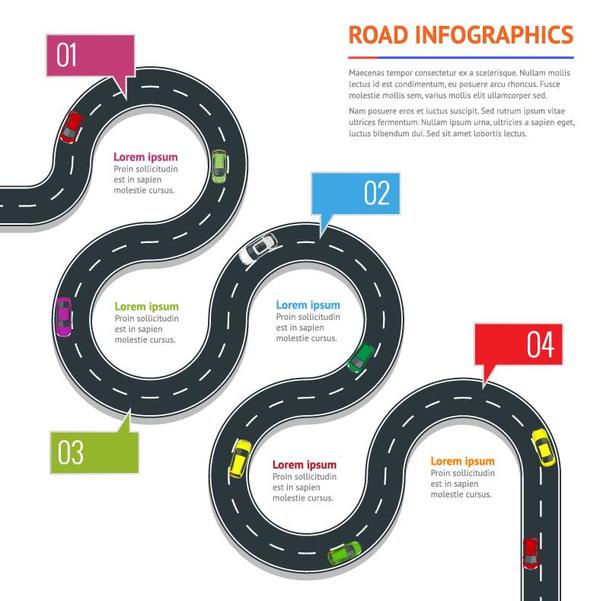 Road map infographic template vector 01