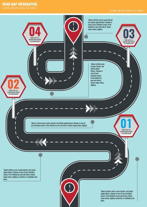 Road map infographic template vector 02