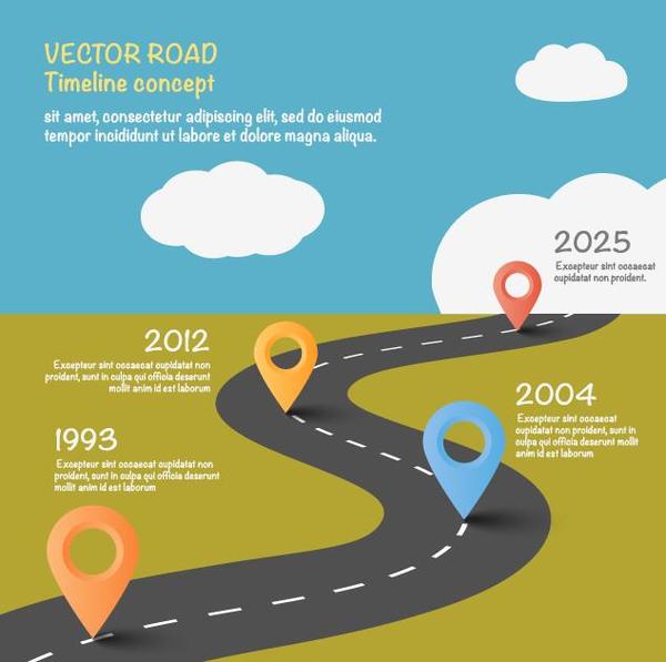 Road map infographic template vector 03