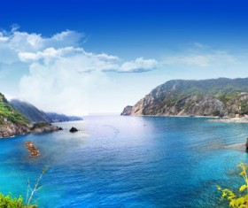 Romantic dazzling blue sea water Stock Photo